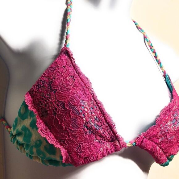 Beach Bunny Animal Print Triangle Bikini Top - Picture 3 of 5